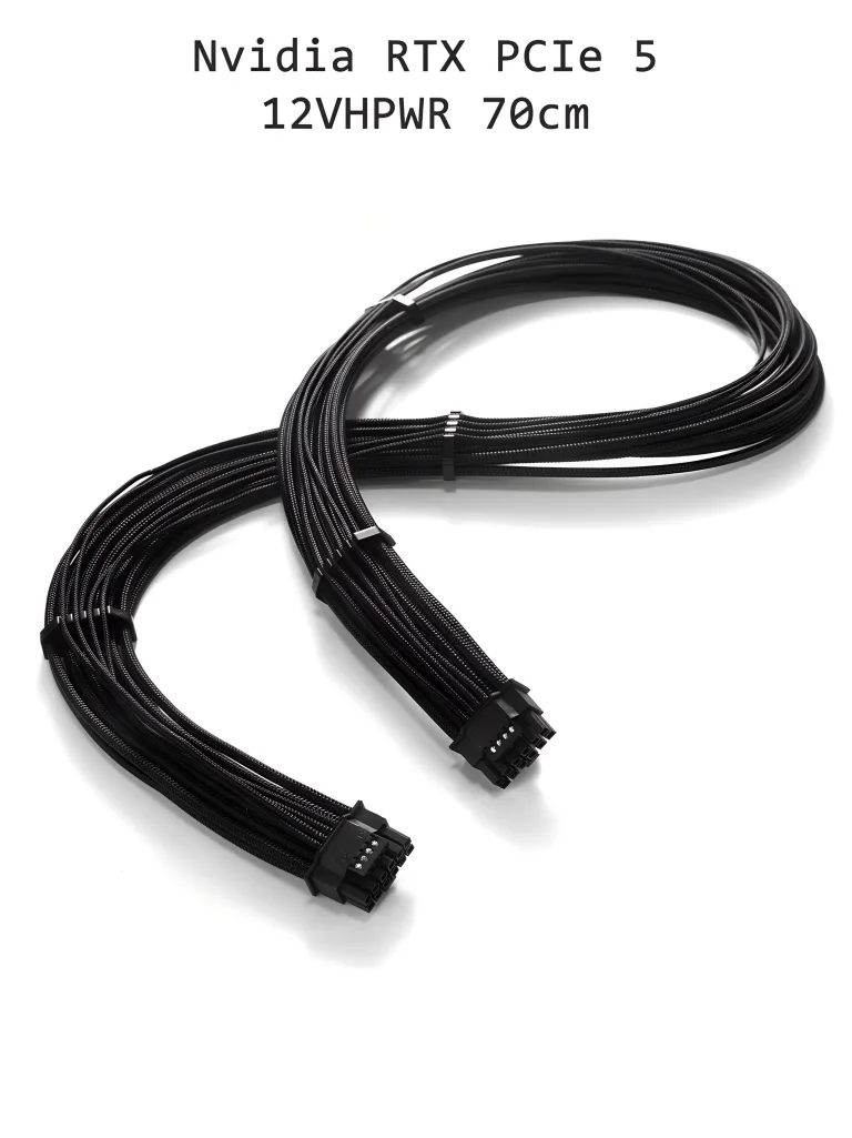 Кабель для видеокарты RTX 40/50 16-Pin 12VHPWR 70см Черный (подключение напрямую к модульному БП)